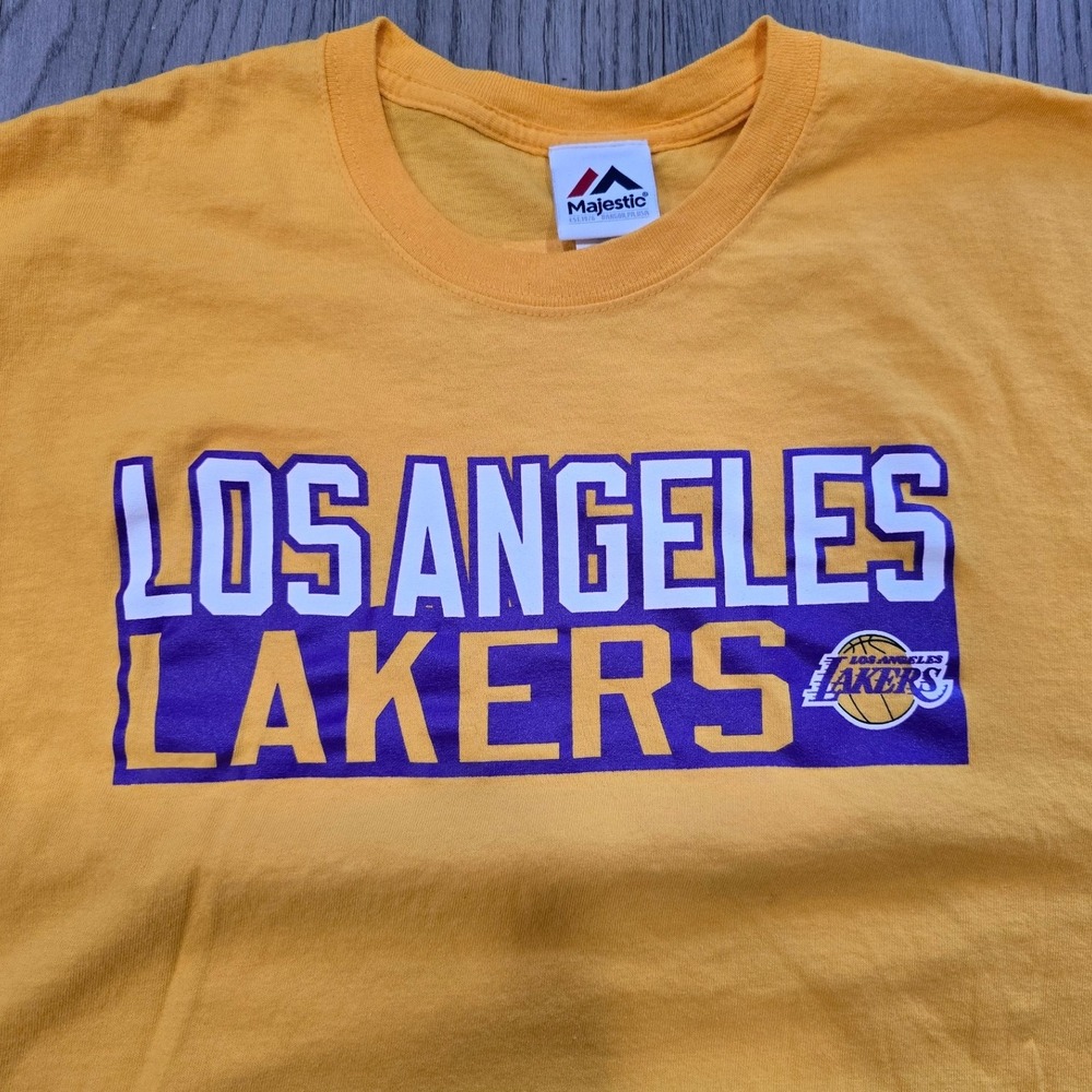 Majestic Los Angeles Lakers Lebron James #23 Gold NBA T-Shirt Mens XL